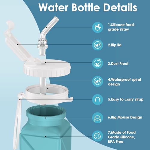 Collapsible-Water-Bottles-207oz-Collapsible-Water-bottle-Leakproof-with-Straw-Lid-Food-Grade-BPA-Free-Silicone-Travel-Foldable-Water-Bottles-for-Sports-Office-Gym-Hiking-Driving-610ML