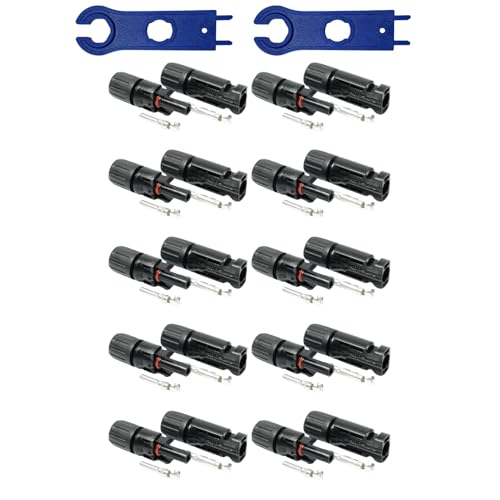 SOLARTRONICS 10 Paar Solarstecker  Männlich/Weiblich Solarpanel Kabelstecker IP67 Wasserdicht PV Stecker kompatibel mit MC4 Steckverbinder für 4mm - 6mm Solarkabel mit Solar-Spannschlüssel