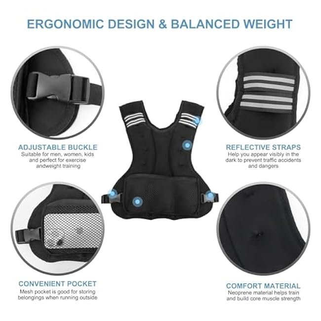 Adjustable Weighted Vest for Men Women Weights Included, 4-10lbs/11-20lbs Body Weight Vests Adjustable for Running, Training Workout, Jogging, Walking