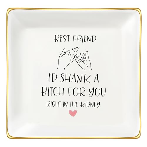 JoycuFF Best Friends Gifts for Women Birthday Christmas Thanksgiving Day Gifts Ceramic Ring Dish Bff Bestie Decorative Ring Dish, Going Away Gifts for Friends, Birthday Gifts for Her