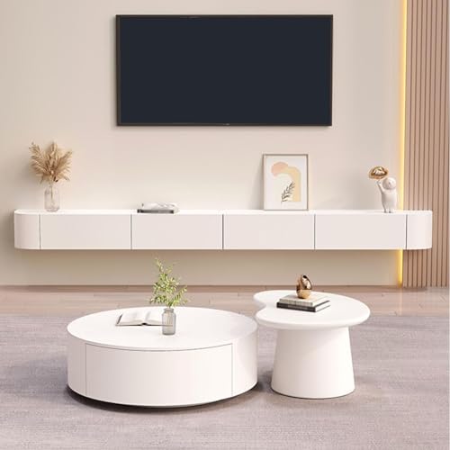 Rangement sous TV flottant de 140 cm pour optimiser les petits salons