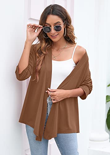 Image of Heymoments Women's Lightweight Open Front Cardigans 3 /4 Sleeve Casual Soft Drape Fall Cardigan S-2XL