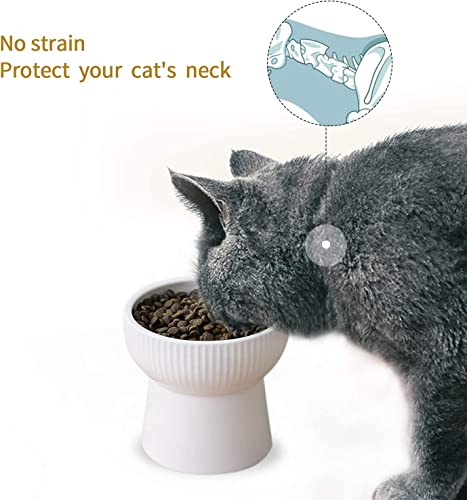 Image of PETANGEL 2 Pcs Ceramic Cat Food Or Water Bowl, Raised Dog Feeder Dishes with Stand, Elevated Pet Food Bowl for Cats and Small Dogs, Stress Free Backflow Prevention, Anti Vomiting