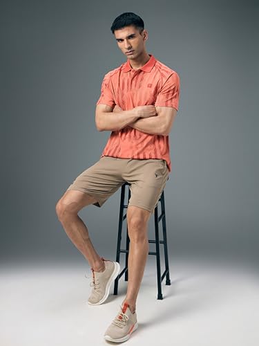 Image of TECHNOSPORT Men's Slim Fit Printed Half Sleeve Polo T-Shirt with Matpiq for Casual & Regular Use