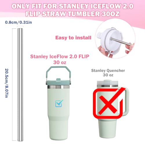 Image of LUCKINEE 3pcs Replacement Straws for Stanley IceFlow Tumbler 30oz