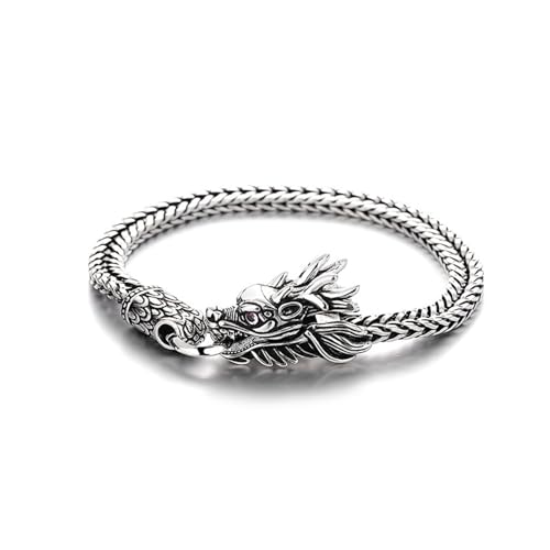 925 Stering Silver Dragon Bracelet Fengshui Bracelets Attract Wealth and Good Luck Vintage Amulet Sterling Silver Blessing Bracelets Release the Pressure Feng Shui Decor (Bracelet-A 18CM)
