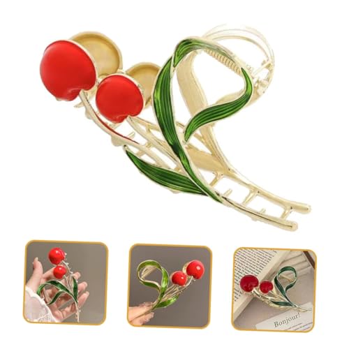 Image of Diversa Rhinestone Golden Claw Clip, Embellished Korean Clutcher, Non- Slip Metal Claw Clip for Girls, Fancy Clutcher for Women, Pack of 1 (Cherry)