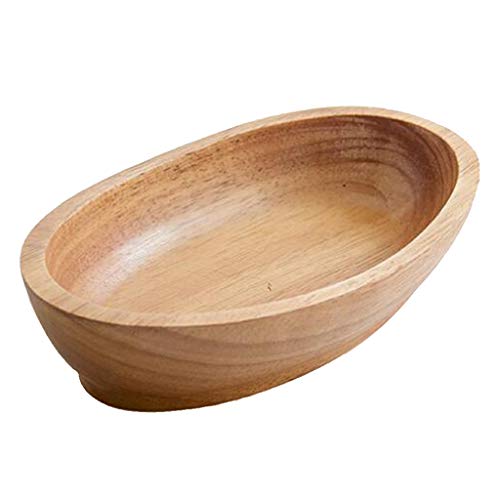 Image of FABLOFT Wooden Salad Serving Bowl Fruit Snacks Cake Dessert Ice Cream Angled Bowl L