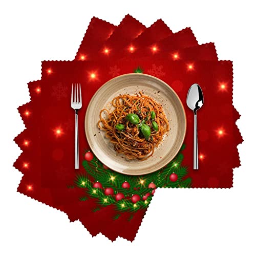 Cloth Placemats, Washable Table Mats For Dining Table Set Of 6, Christmas Christmas Tree #TOP1