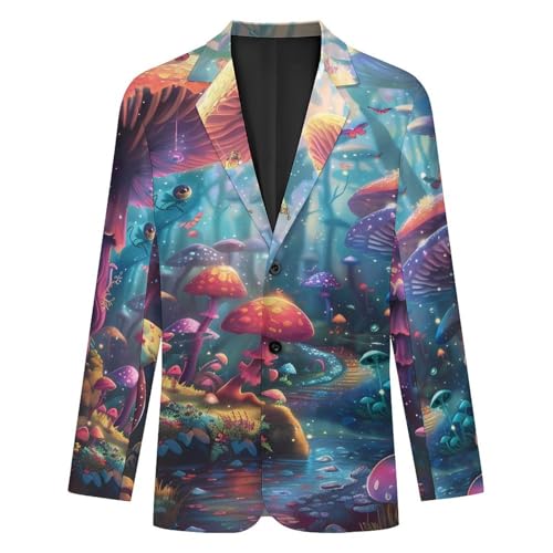 Mushroom with Overflowing River Mens Casual Blazer Button Suit Jacket Lightweight Sport Coat for Work Business4