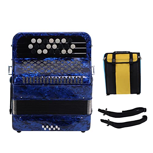 Zerone 22 Key Accordian, 8 Bass Button Professional Grade Accordion, Comfortable and Sensitive Button Design, EasytoPlay and Educational Musical Instrument, Material ABS Wood Metal (Dark Blue)