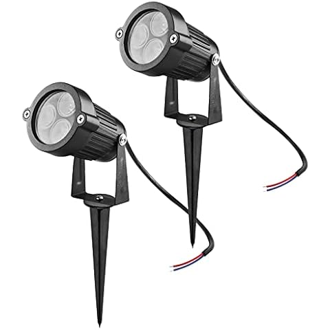 LemonBest® 2 Packs Bright 6 Watts 12V DC Cast-Aluminum LED Outdoor Landscape Spotlight Fixture Garden Night Spike Lawn Lamp, Warm White Cover