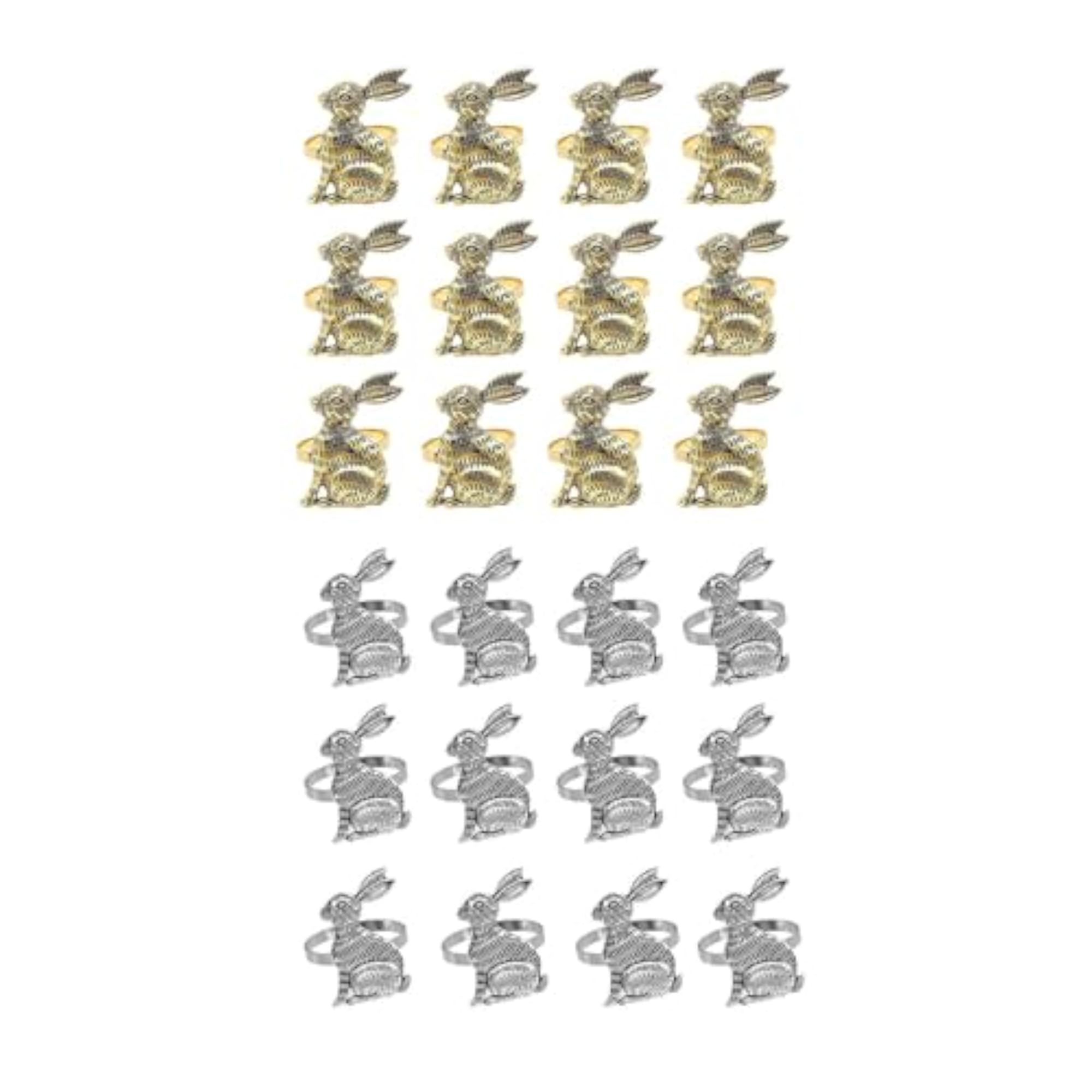 Rabbit Pattern Easter Napkin Rings, Elegant for Festive Dining