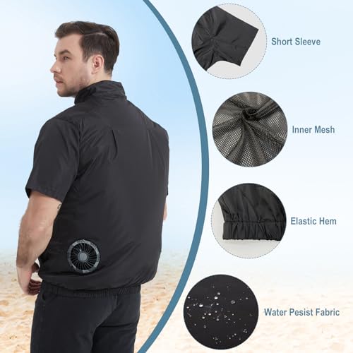 Image of Cooling Vest for Men Women Hot Weather with 20000mAh Battery 12V Fans Air Conditioner Short Sleeve Jacket Fan Vest