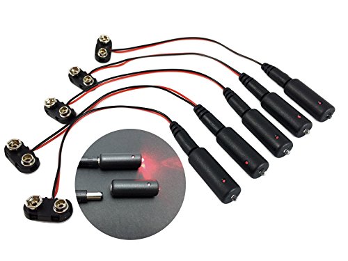 5 Pack, Red LED 9 Volt Battery Operated Micro Effects Light for Scenery Props and Models