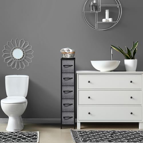 Sorbus 5-Drawer Narrow Dresser for Bedroom (Black) - image 7