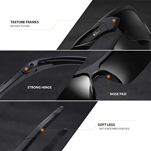 Bevi Óculos de sol esportivos polarizados TR90 armação inquebrável para homens e mulheres, corrida,