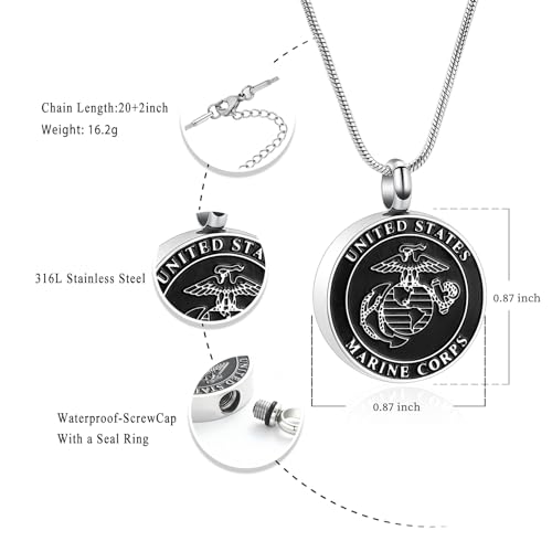Cremation Jewelry For Men Stainless Steel UNITED STATES MARINE CORPS Memorial Urn Pendant Necklace Pendant Hold Ashes Of Loved Ones2
