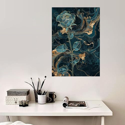 Tableau decoration murale salon abstrait floral 80x120cm - 4
