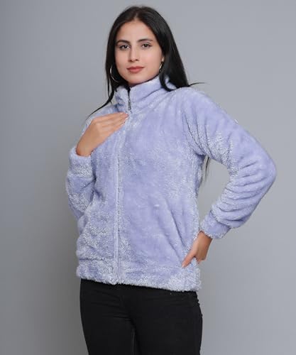 Image of Women's Ultra-Soft Plush Fleece Winter Jacket with High Neck & Full Front Zipper | Warm Cozy Fur Coat for Casual, Travel, Outdoor & Daily Cold Weather Wear