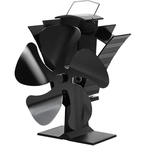 Tomersun Stove Fan 5 Blades Wood Stove Fan Silent Heat Powered Wood Burner Fan for Log Burner/Fireplace/Wood Burning Stove Cover