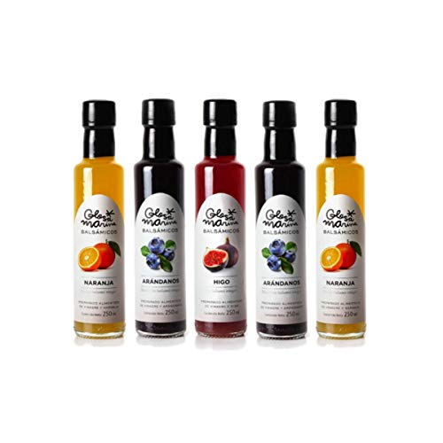 GLOSA MARINA 5er Gourmet Paket *ORANGE, HEIDELBEERE, FEIGE* Crema Balsámica de Naranja, Arandanos, Higo - Balsamico Gourmet Essig Creme (5 x 250ml) Cover