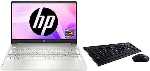 Image of HP 15s, Ryzen 5-5500U, Micro-Edge & USB Wireless Spill Resistance Keyboard and Mouse Set with 10m Working Range 2.4G Wireless Technology / 3 Years Warranty (4SC12PA), Black