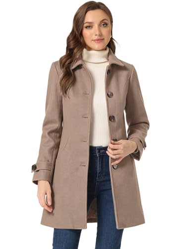 Manteau caban chaud pour femme avec col tailleur et poches latérales