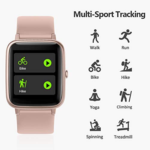 Lintelek Smart Watch with 1.3" LCD Full Touch Screen, Large Screen Fitness Tracker with Heart Rate Monitor, Pedometer, Sleep Tracker, Waterproof Activity Tracker for Men, Women and Gift (Pink)