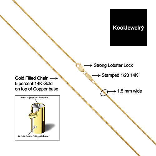 Kooljewelry 14k Yellow or White Gold Filled Round Wheat Chain Pendant Necklace (0.8 mm, 1.2 mm, 1.5 mm or 2.5 mm)3