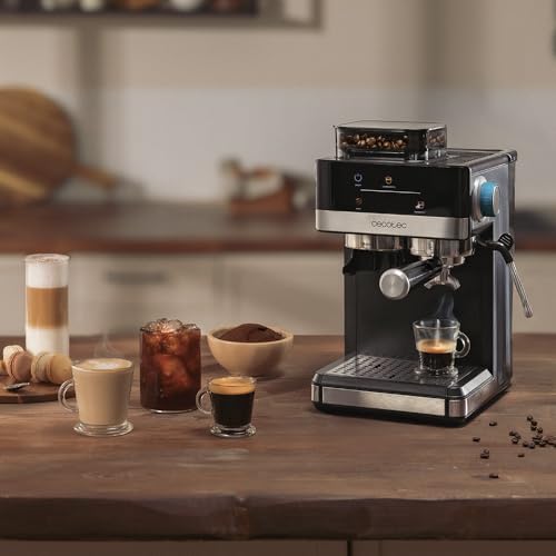 Cecotec Cafetière Express Power Espresso 20 Grind. 1 20 bars café avec vapeur 2 tasses écran tactile moulin réservoir de café 150 g et 1 7 eau mousse thermoblock sécurité - vue 6