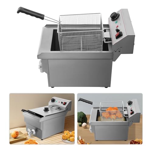 Huile Friteuse Electrique, Deep Fryer, Friteuse, Friteuse, Friteuse Acier Inoxydable 3000W 8L avec Panier, Contrôle de la Température 60-200℃, pour Friture de Frites Poulet Ailes Légumes – Image 4