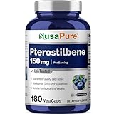 Pterostilbene 150mg 180 Veggie Caps (Non-GMO & Gluten Free) - Promotes Healthy Aging and Longevity - Better Than Resveratrol - 75mg per caps