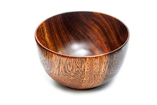 Islandoffer, cuenco decorativo de madera de acacia de estilo japonés, cuenco de arroz, para pasta y sopa de miso (1 unidad)
