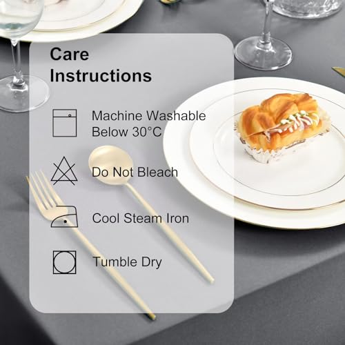DWCN Round Tablecloth 180 Diameter Grey Table cloth Wipe Clean Wipeable Tablecloths Round Table Cloth Polyester - Image 4