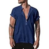 Camisa versátil: elegante diseño de botón de cuello en V, color sólido atemporal y versátil, esta camisa de manga corta es perfecta para primavera, verano y otoño.