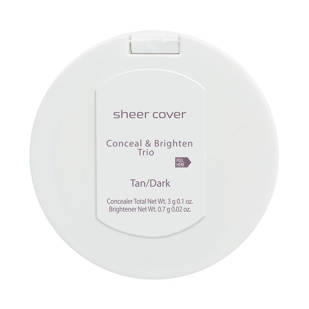 Sheer Cover Studio Conceal & Brighten Concealer- Highlight Trio Tan/Dark Shade Two-Toned Concealers Shimmering Highlighter Tan/Dark Shade with Concealer Brush - Image 5