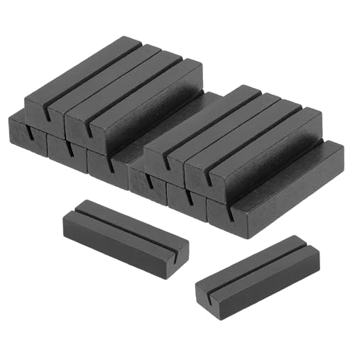 PATIKIL Portatarjetas de Madera, 12 Unidades Soporte de Señal de Mesa Soportes de Números de Mesa Soportes de Tarjetas de Nombre para Mostrar Menús de Fotos, Negro