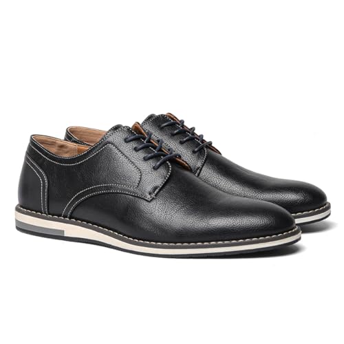 Harssidanzar Los hombres de Plain Toe Oxford Zapatos de vestir de negocios formal Zapatillas de deporte KM308EU,Negro,Tamaño 45