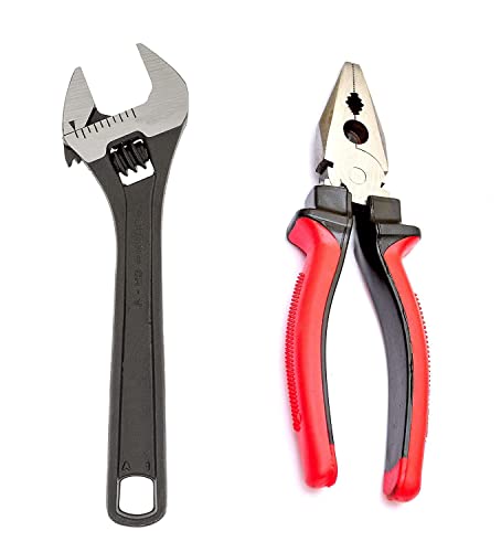 Image of GIZMO Hand Tools Kit For Home Use With 10 inch Adjustable Wrench And Combination Plier For Mechanics, Vehicle Tool Kit Set