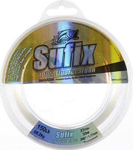 Sufix Invisiline Fluorocarbon Leader 33-Yards Leader Wheel Fishing Line (Clear, 150-Pound)
