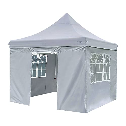 Dawsons Living Waterproof Heavy Duty Premium Garden Gazebo with Sides - Choice of Colours - 3m x 3m Pop Up Outdoor Garden Shelter - PVC Coated - Travel Bag and 4 Leg Weight Bags (Stone Grey)