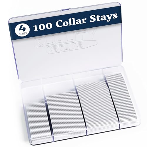 100 Plastic Collar Stays for Men's Dress Shirts - Plastic Collar Stays for Men (4 Sizes)