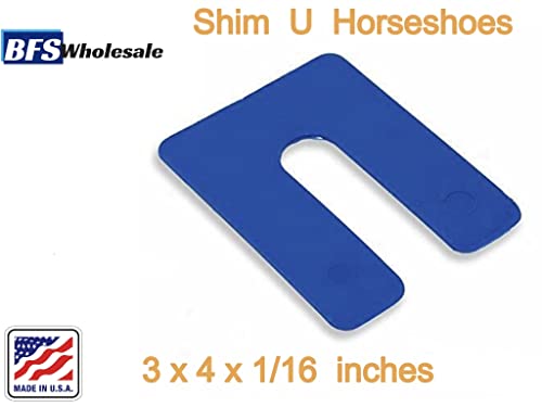 Image of Plastic Structural Shim Horseshoes U Shape, Size: 3 inch x 4 inch x 1 /8 inch,. Pack of 60 Pcs. Red Color, Made in U.S.A. Levelers for Window & Door Shims. BFSEALS Free & Quick Shipping from USA