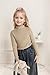 SEEFOR Girl's Mock Neck Sweaters Kids Long Sleeve Drop Shoulder Pullover Cable Knit Chunky Contrast Sweater Tops,Khaki