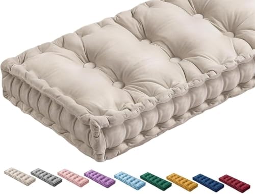 Coussin De Banc Interieur avec Poignée 10cm D'épaisseur Velours Coussin Banc pour Banquette Fenêtre, Matelas De Sol Capitonné Ou Le Patio Assise...