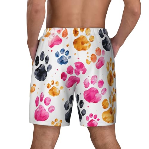 Men's Swim Trunks Quick Dry Board Shorts Colorful Dog Paws Beach Shorts with Pocket Bathing Suits for Men3