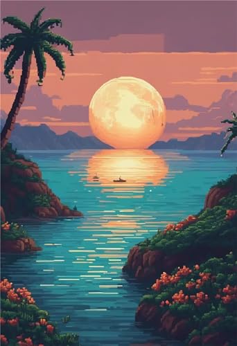 Diamond Painting Océan Grand Format 70x95cm Peinture Diamant Soleil