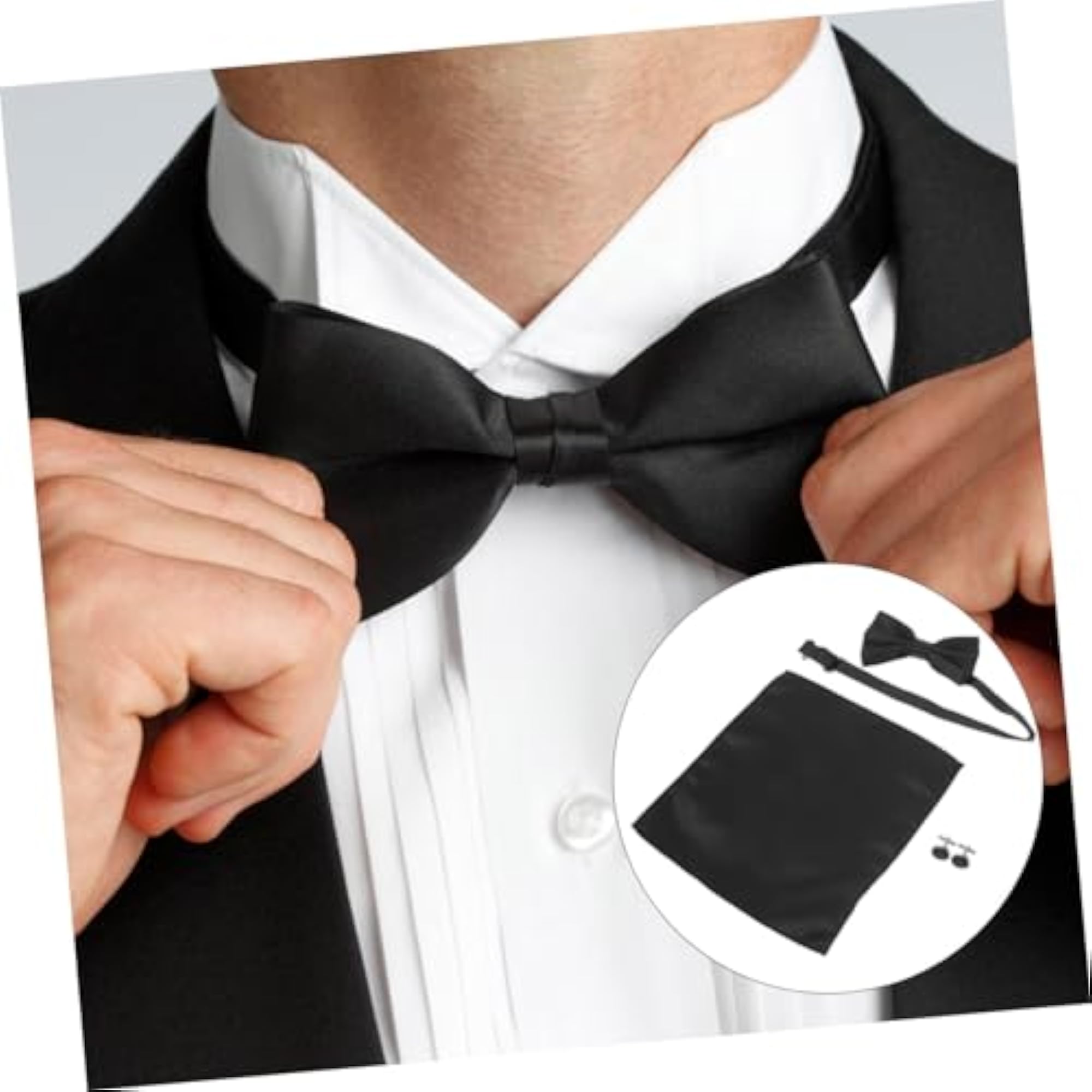 Men's Gold Bow Tie and Handkerchief Set