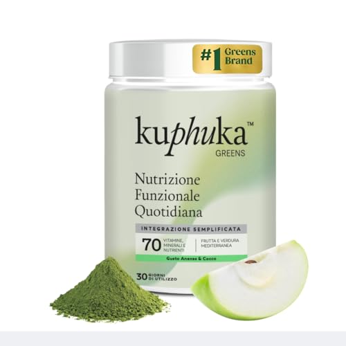 Super Greens in Polvere | NUOVA FORMULA 2025 | +70 Superfood, Vitamine, Minerali, Probiotici e Antiossidanti – 100% Naturale, Vegano, Senza Glutine (411gr, Mela e Vaniglia)